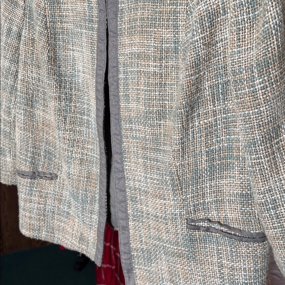 Liz Claiborne Tweed Jacket Vintage Blazer Neutral Open Front Textured Career - Picture 7 of 7